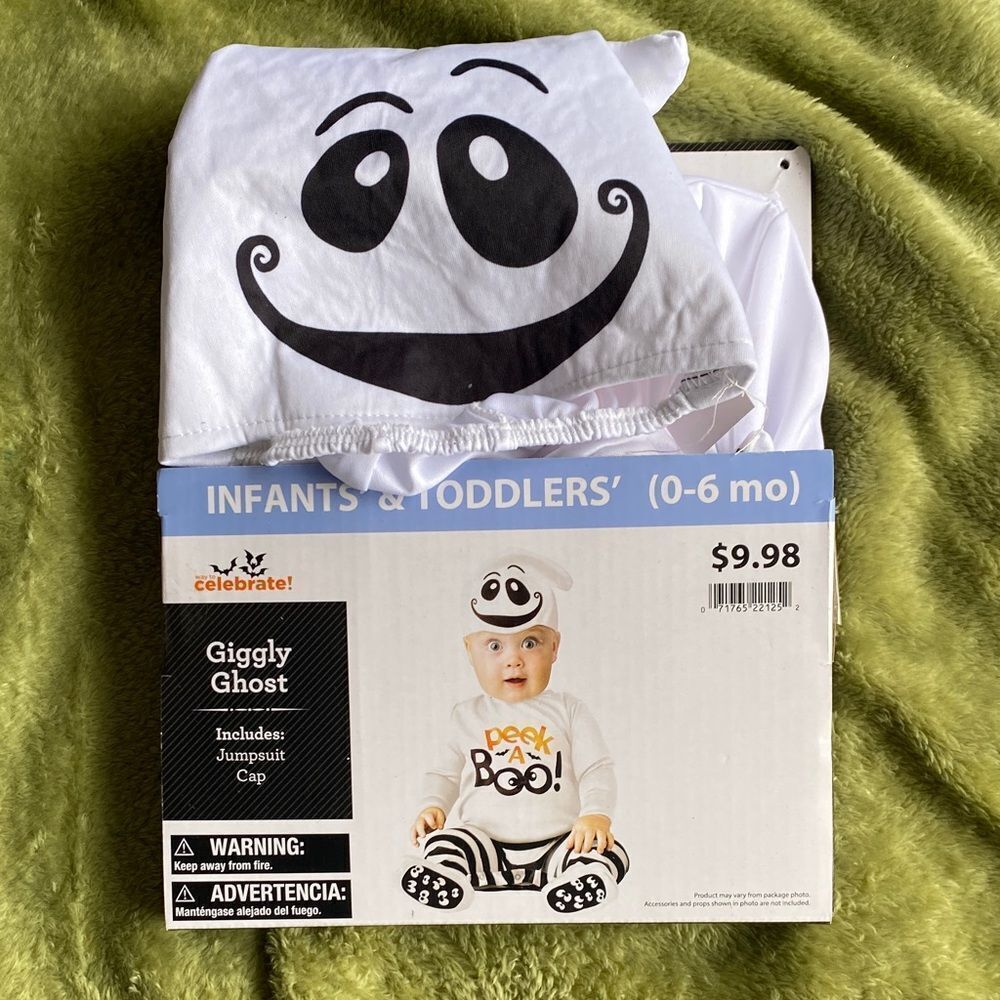 Giggly Ghost Infant Costume - White and Black 0-6 months